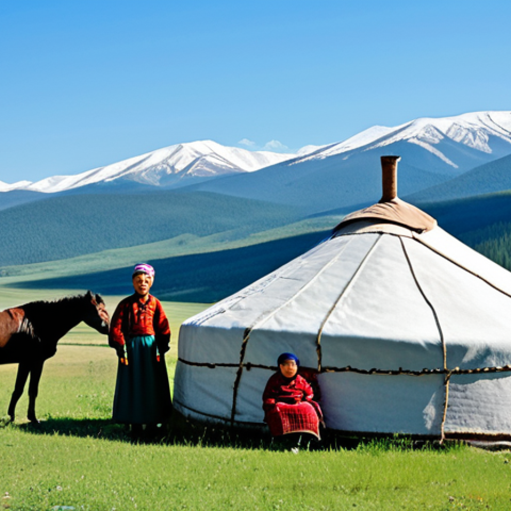 몽골과 러시아의 문화적 연결 - Nomadic Life in Buryatia**

"A Buryat family, fully clothed in traditional attire, standing in front...