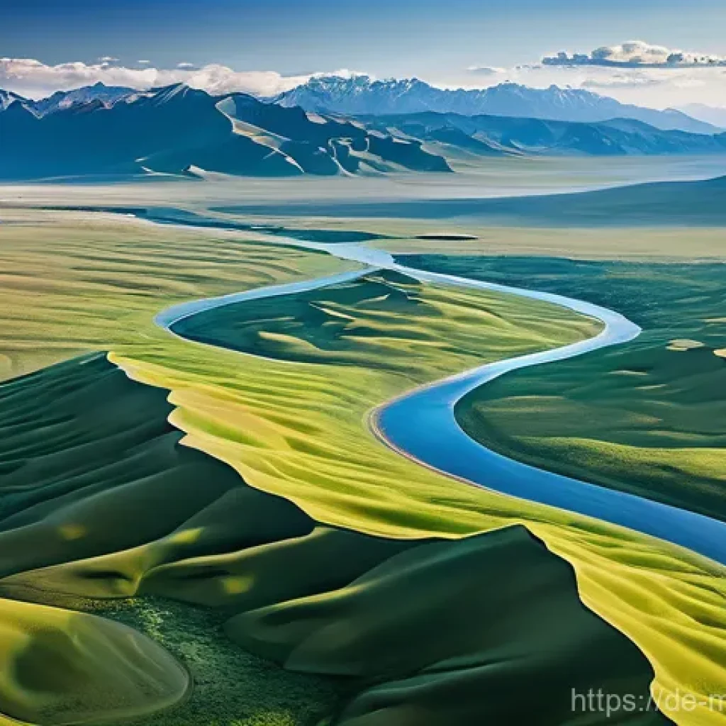 몽골 여행 시 교통편 옵션 - **Image Prompt: Soaring Above the Mongolian Wilderness**
    An awe-inspiring aerial view of Mongoli...