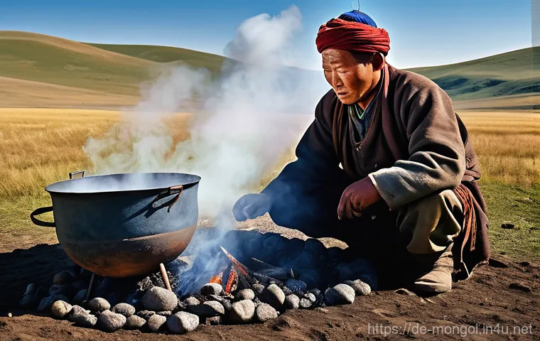 몽골에서의 전통 요리 만들기 - **A vibrant, warm interior of a traditional Mongolian yurt (ger) during Tsagaan Sar (Mongolian New Y... 몽골에서의 전통 요리 만들기 - **A vibrant, warm interior of a traditional Mongolian yurt (ger) during Tsagaan Sar (Mongolian New Y...