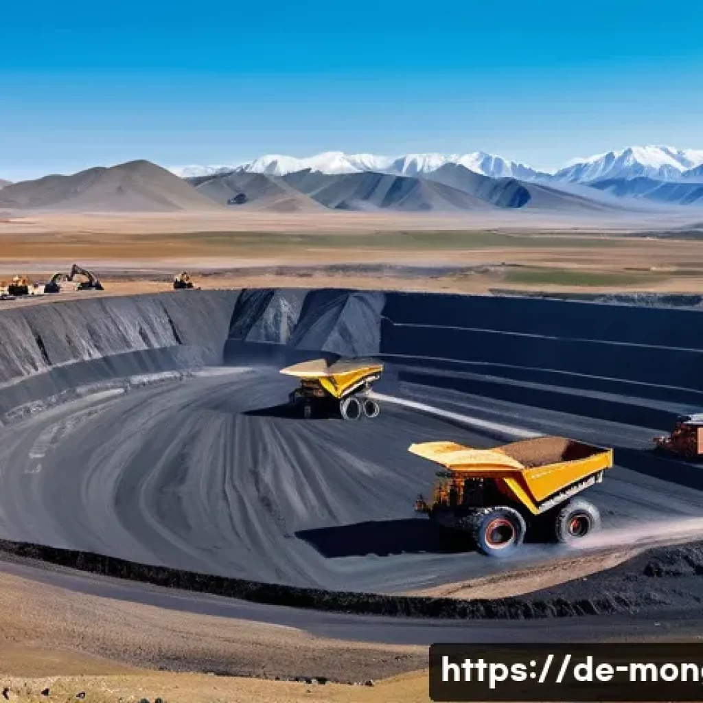몽골 비즈니스 환경 - A panoramic view of the Mongolian mining industry landscape: vast open-pit coal and copper mines und...